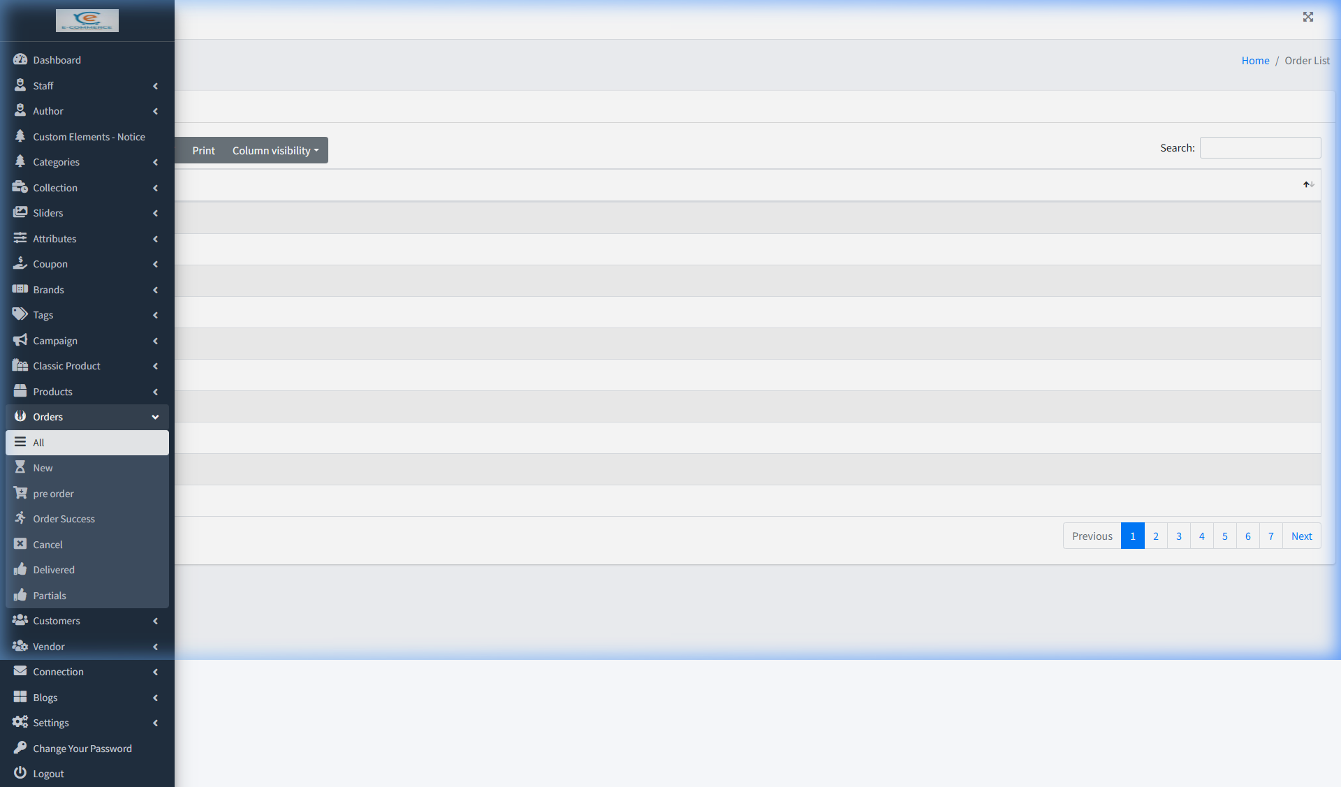 Admin Orders Screenshot