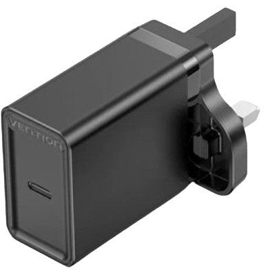 VENTION FAIB0-UK 1-Port USB-C 30W Wall Charger – পাওয়ারফুল 30W ফাস্ট চার্জিং | Black